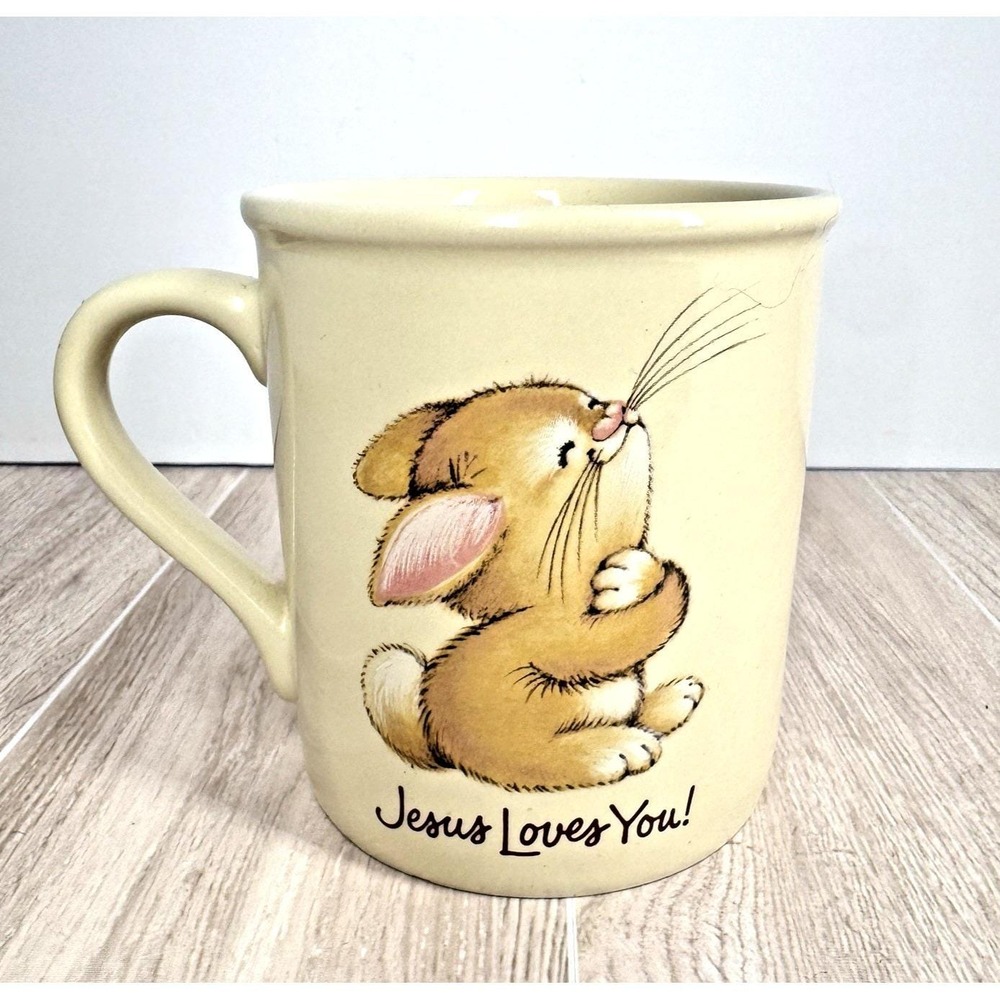 Vintage Hallmark Mug Mates Jesus Loves You Bunny Coffee Mug Made in Japan